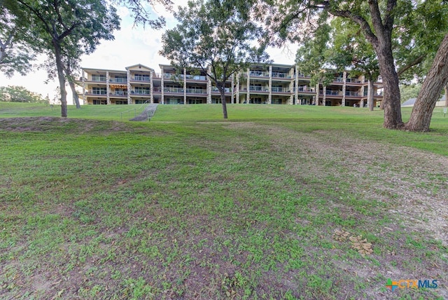 view of yard with a water view