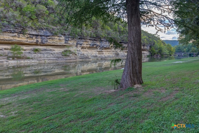 view of yard featuring a water view