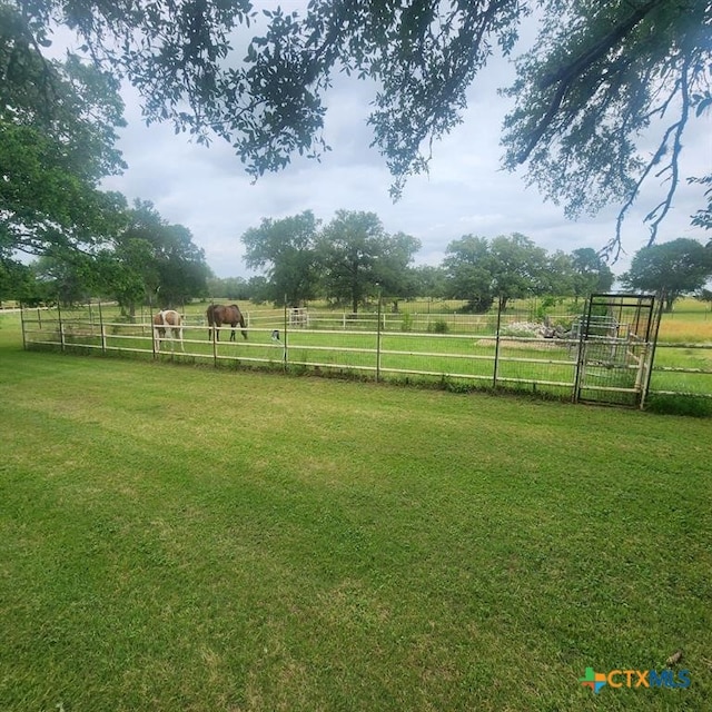 view of yard with a rural view