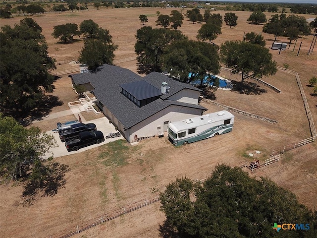 drone / aerial view with a rural view