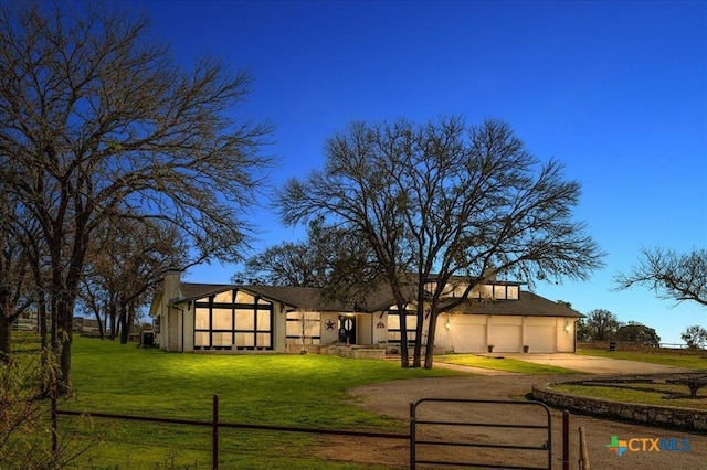 exterior space with a garage