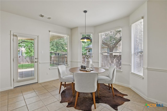 407 Misty Morn Ln, Cedar Park, TX 78613 - dining area featuring visible vents, baseboards, and light tile patterned floors