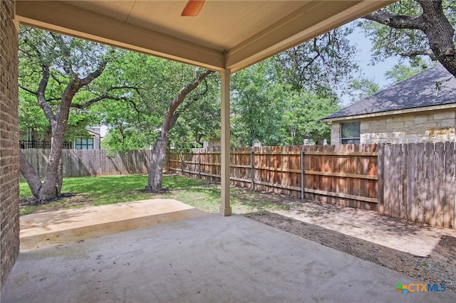 407 Misty Morn Ln, Cedar Park, TX 78613 - view of patio with a fenced backyard and ceiling fan