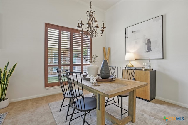 407 Misty Morn Ln, Cedar Park, TX 78613 - dining room with baseboards, a notable chandelier, and light colored carpet