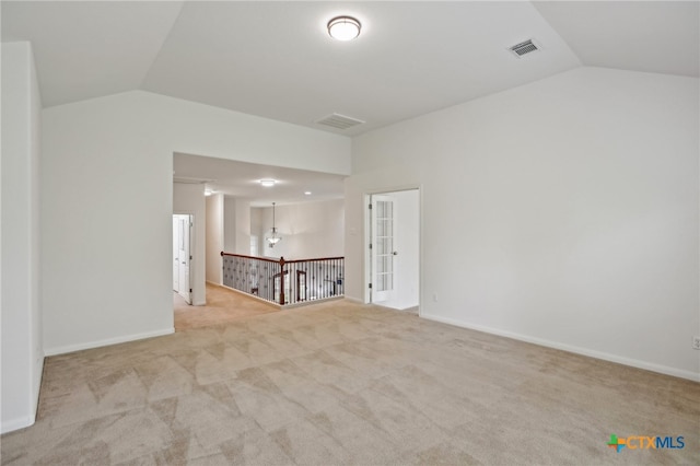 407 Misty Morn Ln, Cedar Park, TX 78613 - unfurnished room with lofted ceiling, carpet flooring, and visible vents