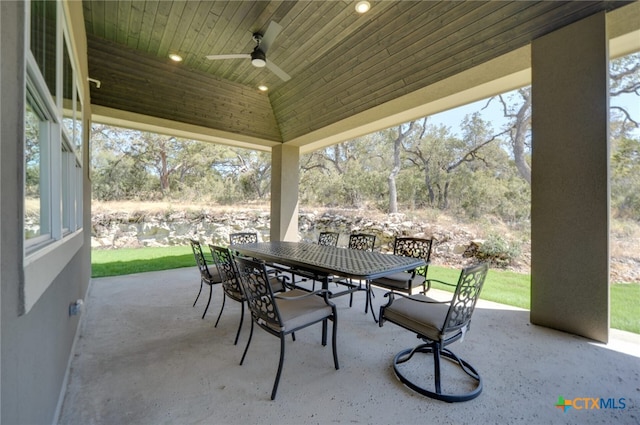 view of patio with ceiling fan