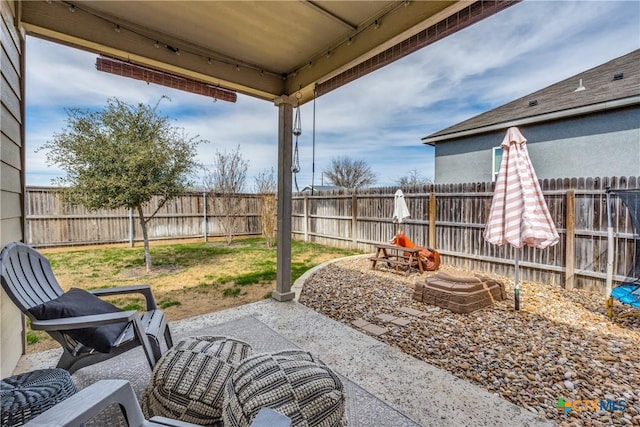 view of patio featuring a fenced backyard