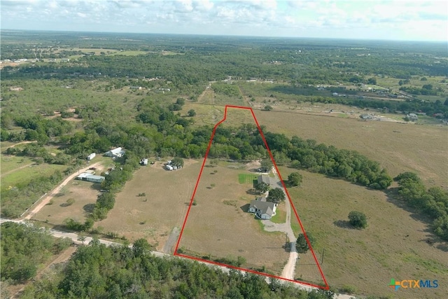 2805 Tumbleweed Trl, Dale, TX 78616 - aerial view of sparsely populated area with property boundaries highlighted