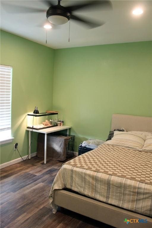 2805 Tumbleweed Trl, Dale, TX 78616 - bedroom featuring wood finished floors and a ceiling fan