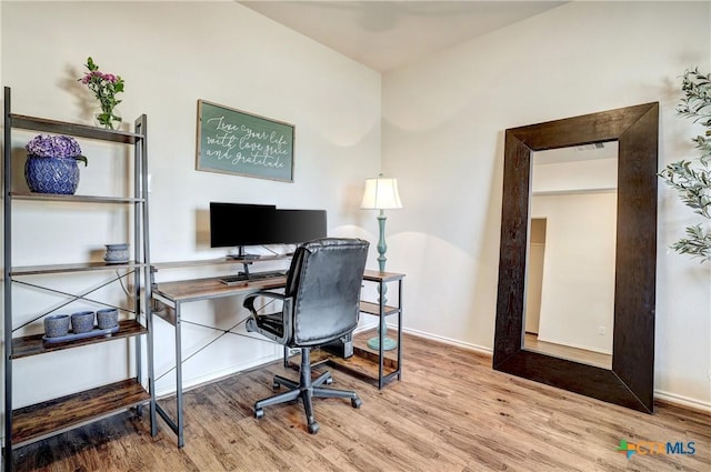 office featuring light wood-type flooring