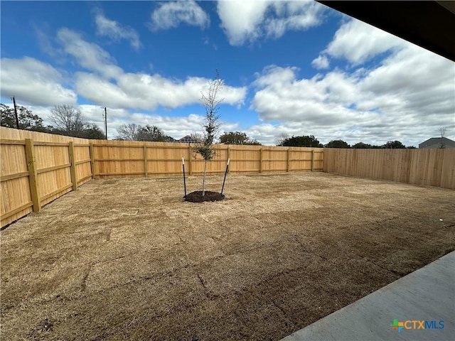 view of yard featuring a fenced backyard