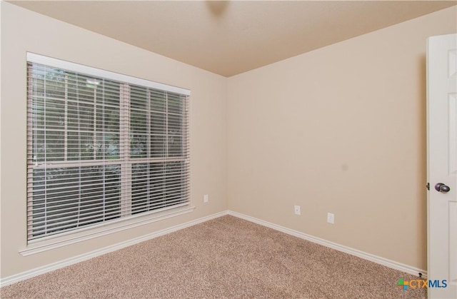 empty room with baseboards and carpet flooring