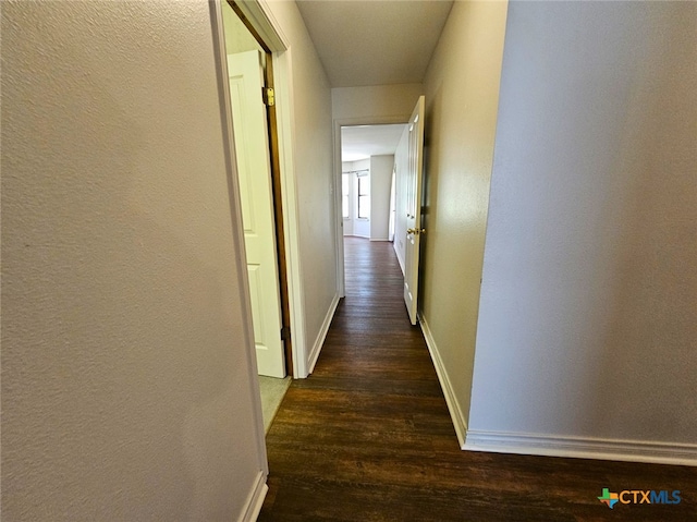 corridor featuring dark hardwood / wood-style floors