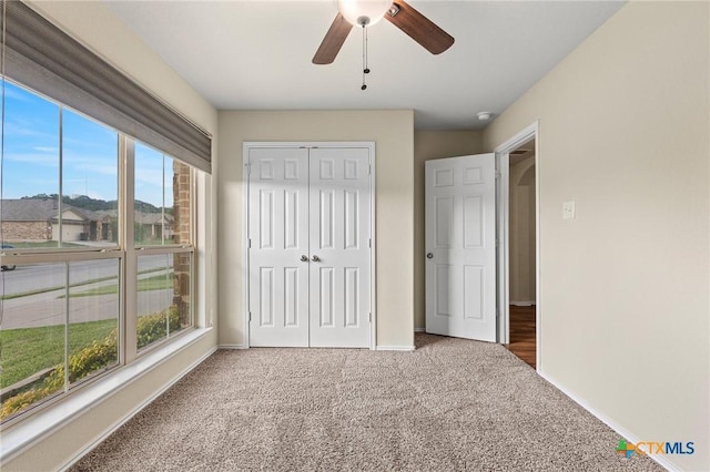 206 Danielle Dr, Killeen, TX 76542 - unfurnished bedroom with carpet flooring, a closet, and ceiling fan