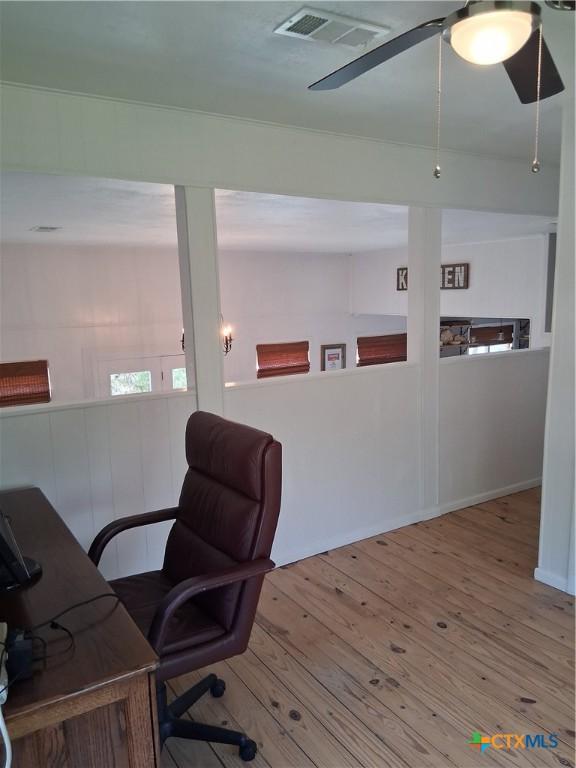 1837 Colleen Dr, Canyon Lake, TX 78133 - office featuring wood-type flooring and a ceiling fan
