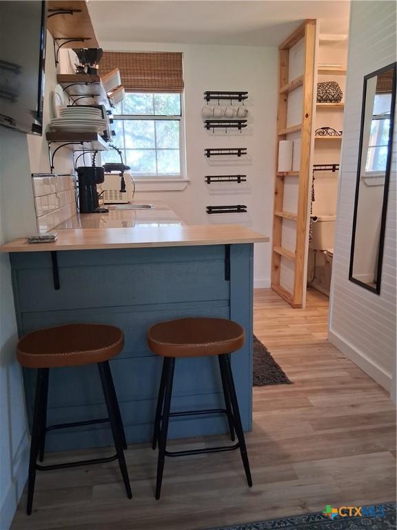 1837 Colleen Dr, Canyon Lake, TX 78133 - bar with light wood finished floors and baseboards