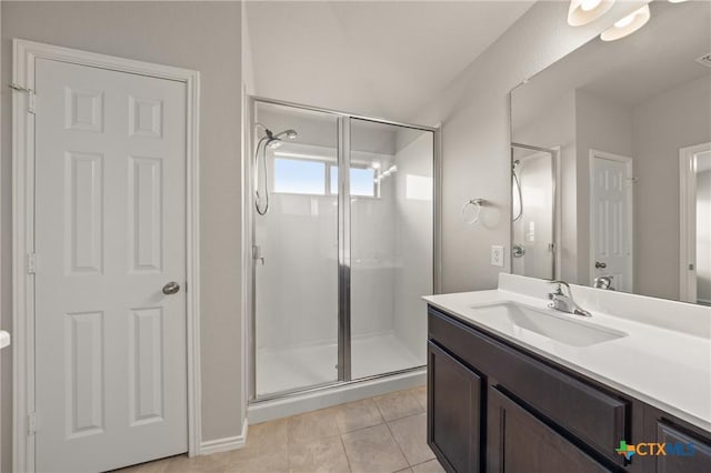2048 Wigeon Way, Copperas Cove, TX 76522 - bathroom with a stall shower, vanity, and tile patterned flooring