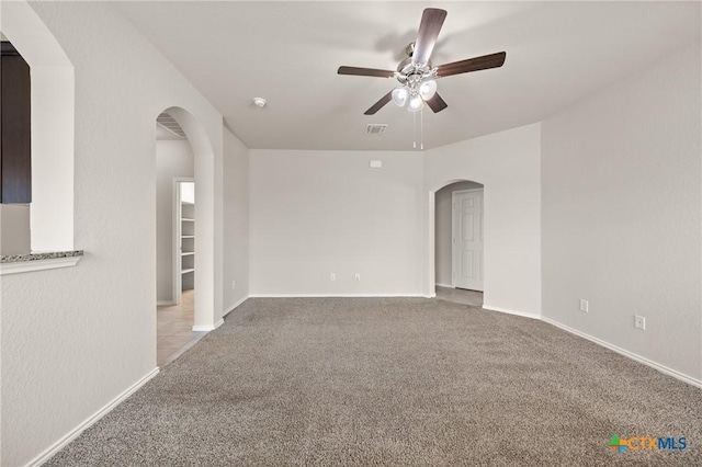 2048 Wigeon Way, Copperas Cove, TX 76522 - carpeted spare room with ceiling fan and arched walkways