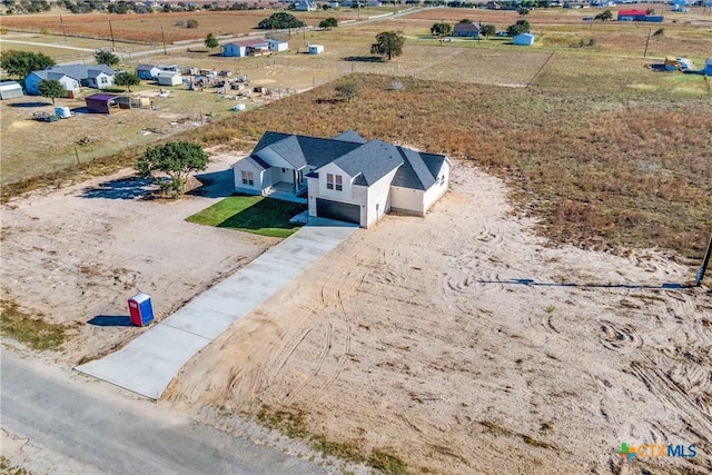 drone / aerial view featuring a rural view