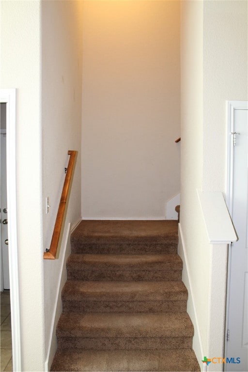 stairway with wood-type flooring