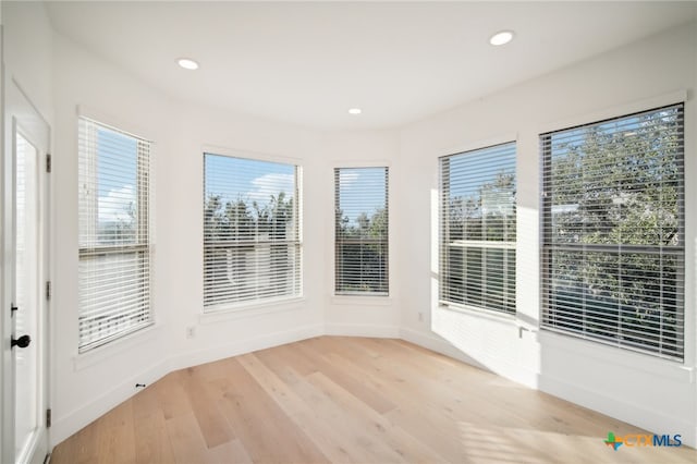 interior space featuring plenty of natural light and light hardwood / wood-style flooring