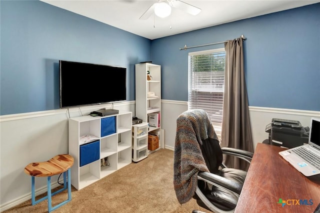 104 Majestic Ln, Victoria, TX 77904 - carpeted home office featuring a ceiling fan