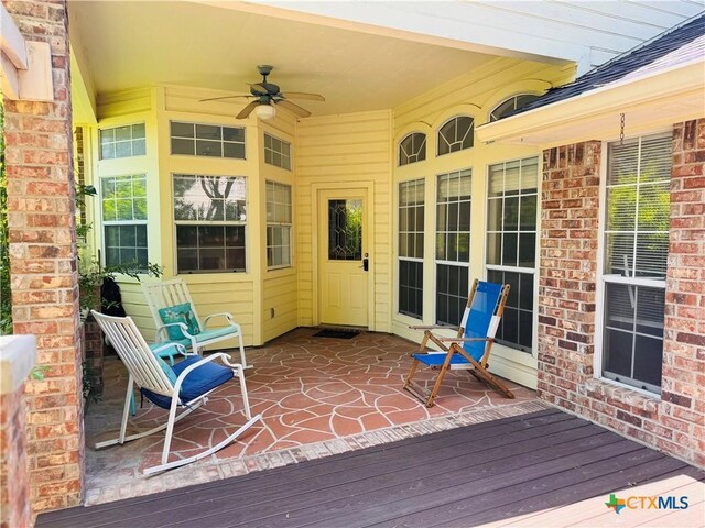 3900 Chisholm Trl, Salado, TX 76571 - wooden deck with ceiling fan and a patio