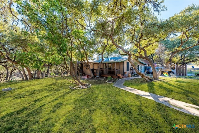 view of yard with a porch