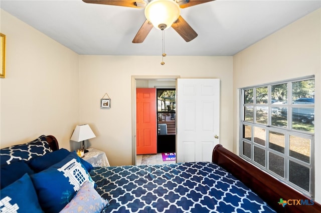 bedroom featuring a ceiling fan