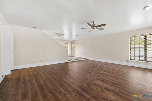 601 Pondview Dr, Killeen, TX 76542 - unfurnished living room with wood finished floors and ceiling fan