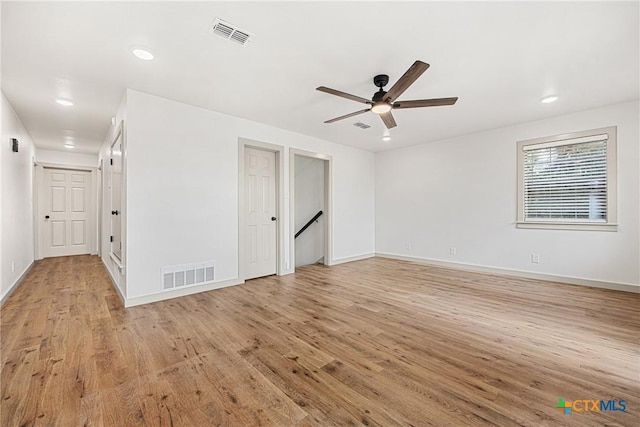 3268 Eagle Point W Ave, Belton, TX 76513 - unfurnished bedroom featuring light wood-style floors, baseboards, recessed lighting, and ceiling fan