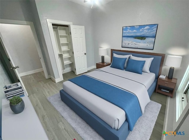 bedroom featuring light hardwood / wood-style flooring