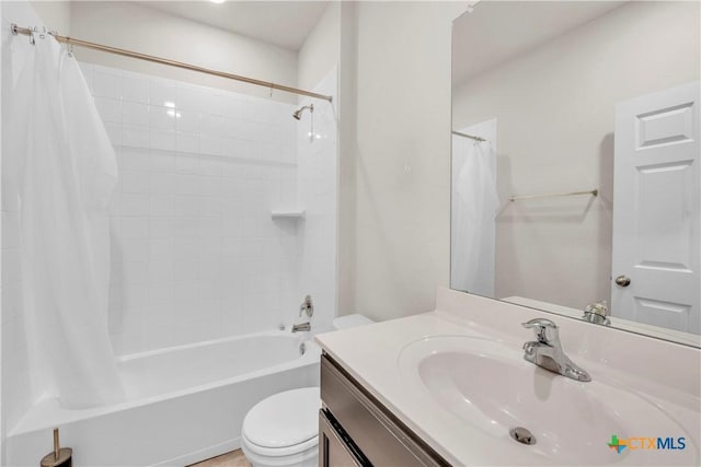 6106 Amelia Earhart Blvd, Killeen, TX 76543 - bathroom with toilet, vanity, and shower / bathtub combination with curtain