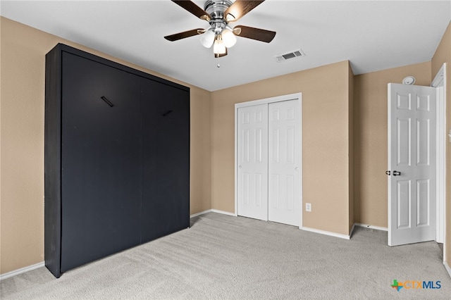 5300 Two Step Pl, Killeen, TX 76542 - unfurnished bedroom featuring light colored carpet, a closet, baseboards, and a ceiling fan