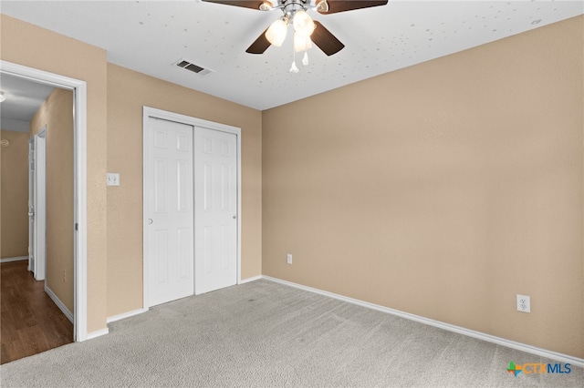 5300 Two Step Pl, Killeen, TX 76542 - unfurnished bedroom featuring carpet flooring, a closet, baseboards, and ceiling fan