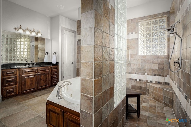 111 Western Oaks, New Braunfels, TX 78132 - full bath featuring tiled shower, vanity, and a jetted tub