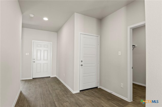 1211 N Teychas Dr, Kyle, TX 78640 - corridor featuring recessed lighting, baseboards, and dark wood-style flooring