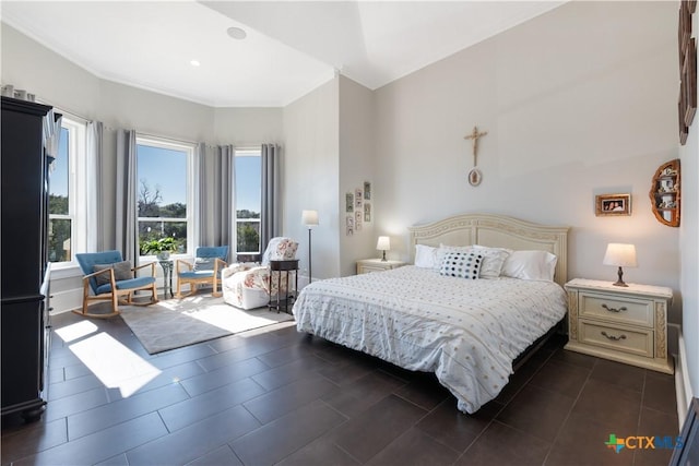 bedroom with ornamental molding