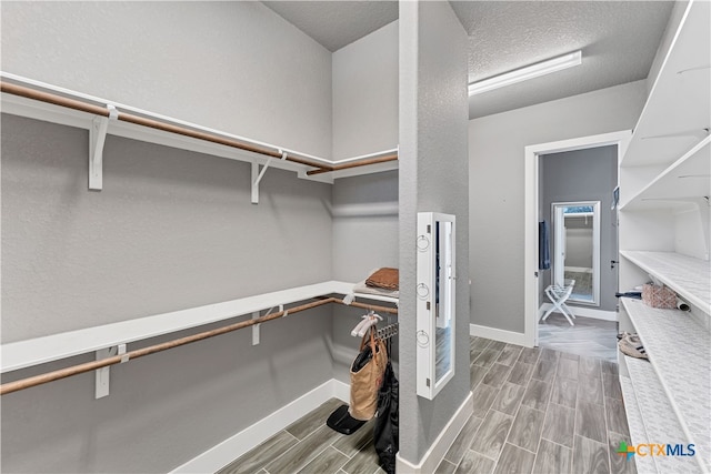 spacious closet featuring hardwood / wood-style floors