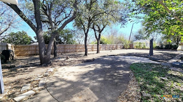 view of yard featuring a fenced backyard