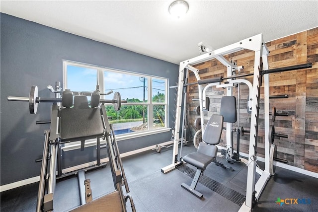 1110 Twin Deer Ln, Canyon Lake, TX 78133 - exercise area featuring wood walls