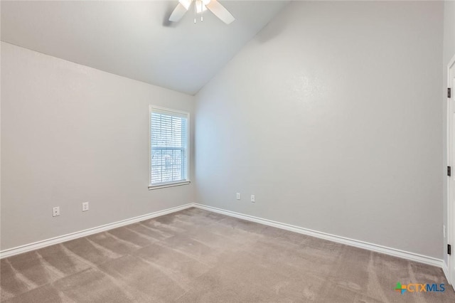 503 Wilderness Way, New Braunfels, TX 78132 - empty room with ceiling fan, carpet, and lofted ceiling