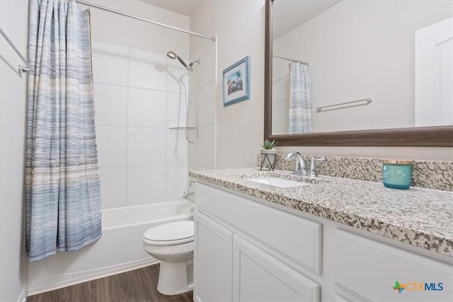 1330 Logan Blvd, Salado, TX 76571 - bathroom featuring vanity, shower / tub combo, and wood finished floors