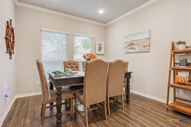 1330 Logan Blvd, Salado, TX 76571 - dining area with wood finished floors, crown molding, and recessed lighting