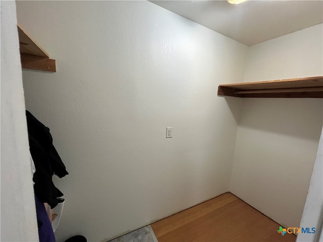 walk in closet featuring light hardwood / wood-style flooring