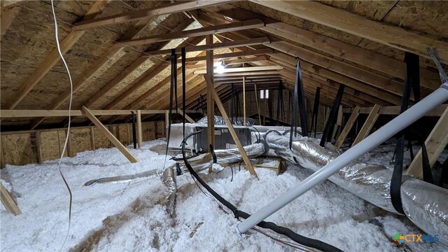 view of unfinished attic