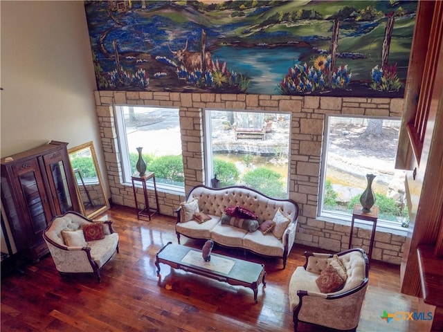 living room with wood finished floors