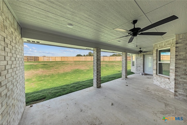 view of patio / terrace with ceiling fan