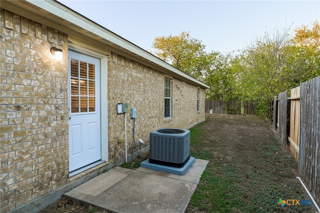 exterior space featuring central air condition unit