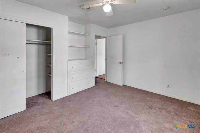 2307 E Airline Rd, Victoria, TX 77901 - unfurnished bedroom featuring carpet floors, a closet, and ceiling fan
